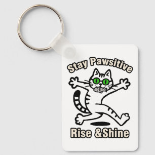 Stay Pawsitive Cat Key Ring