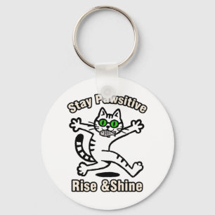 Stay Pawsitive Cat Key Ring
