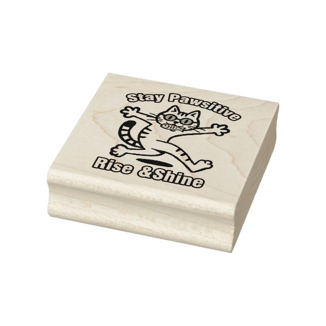 Stay Pawsitive Cat Rubber Stamp (Stamp)