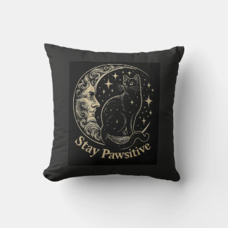 Stay Pawsitive – Celestial Cat & Moon Pillow
