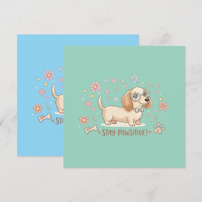 Stay Pawsitive Cute Dachshund Invitation (Front/Back)