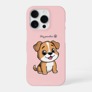 Stay Pawsitive Cute Puppy Phone Case – Pastel Pink