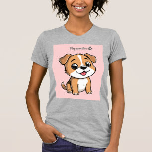 Stay Pawsitive Cute Puppy T-Shirt – Pastel Pink