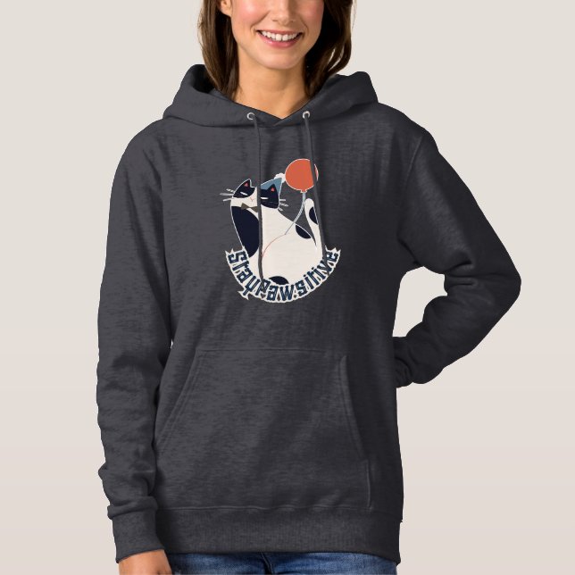 Stay Pawsitive Cute Tuxedo Cat Motivational Hoodie (Front)