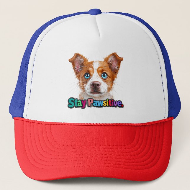 Stay pawsitive dog edition trucker hat (Front)