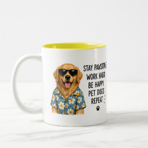 🐾 Stay Pawsitive Dog Lover Funny Quote 🐾 Two-Tone Coffee Mug