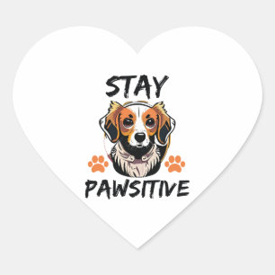Stay Pawsitive Dog Lover Heart Sticker