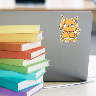 Stay Pawsitive Funny Cat Cartoon Laptop Notebook