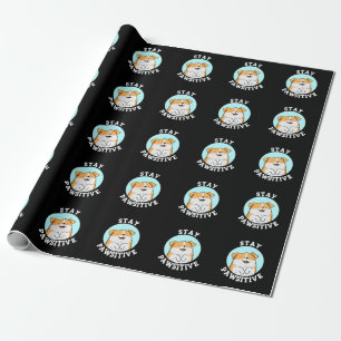 Stay Pawsitive Funny Smiling Dog Pun Dark BG Wrapping Paper
