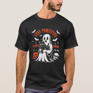 Stay Pawsitive, itu2019s Halloween Pet Cute Black  T-Shirt