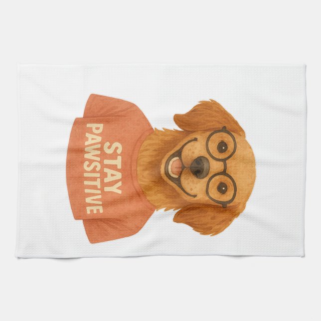 Stay Pawsitive Tea Towel (Horizontal)