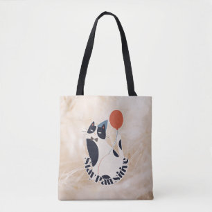 Stay Pawsitive Tuxedo Cat Birthday Party Medium Tote Bag