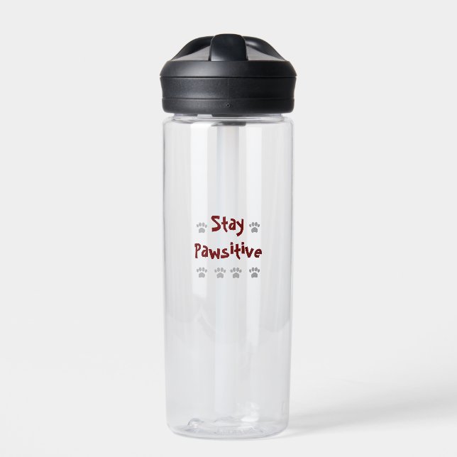 Stay Pawsitive Water Bottle (Front)