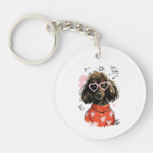 Stay Poodle Dog with Heart Sunglasses & Cosy Sweat Key Ring