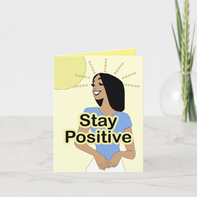 Stay Positive (Cartoon Inspirational Quote Card) Card (Front)
