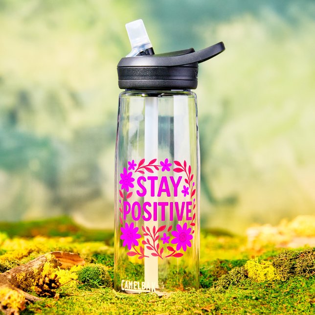 Stay Positive Floral Motivational Quote Water Bottle (Creator Uploaded)