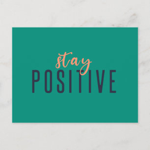 Stay Positive Modern Trendy Green Orange Quote Postcard