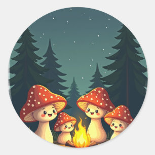 Stay Positive Mushroom Campfire Quote Retro 70s Ar Classic Round Sticker