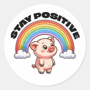 Stay Positive Rainbow Pig Sticker Design