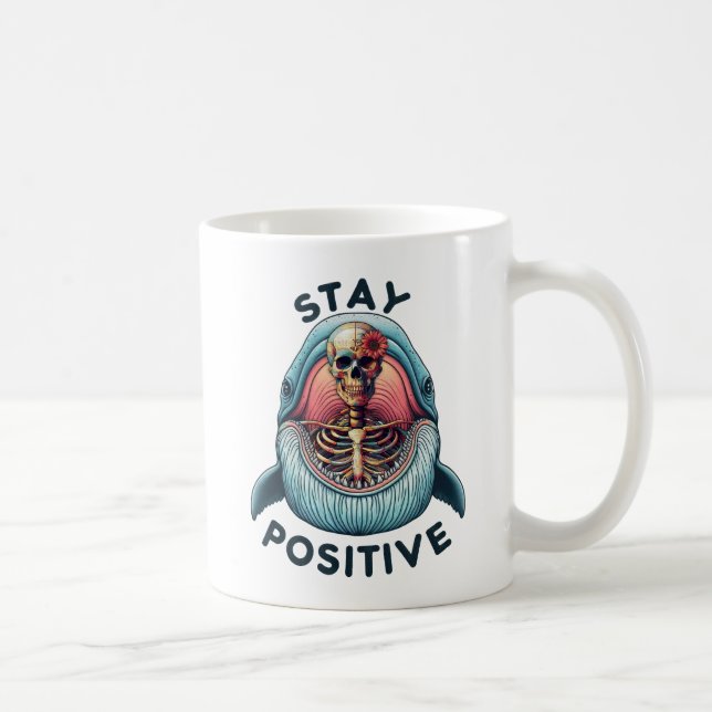 Stay Positive - Skeleton and Whale Coffee Mug (Right)