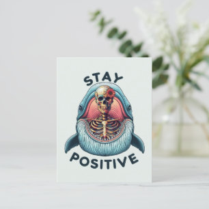 Stay Positive - Skeleton and Whale Holiday Postcard