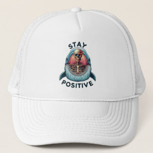 Stay Positive - Skeleton and Whale Trucker Hat