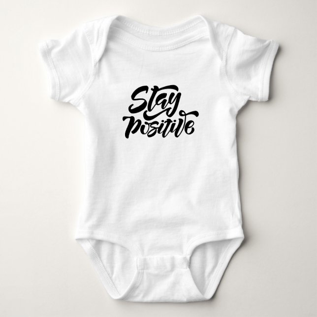 Stay Positive Yellow Baby Bodysuit (Front)