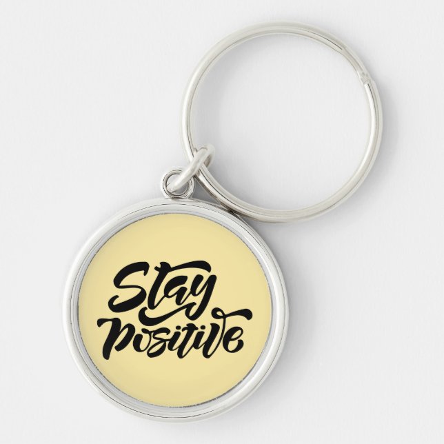 Stay Positive Yellow Key Ring (Front)