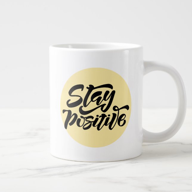 Stay Positive Yellow Large Coffee Mug (Right)