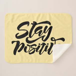 Stay Positive Yellow Sherpa Blanket