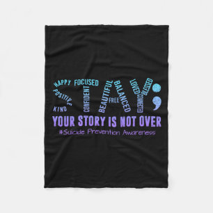 Stay Prevention Awareness Month Teal Purple Ribbon Fleece Blanket