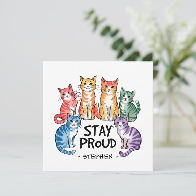 Stay Proud – Rainbow Cat LGBTQ Pride (Standing Front)