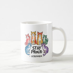 Stay Proud – Rainbow Cat LGBTQ Pride Coffee Mug