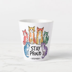 Stay Proud – Rainbow Cat LGBTQ Pride Latte Mug
