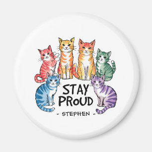 Stay Proud – Rainbow Cat LGBTQ Pride Magnet