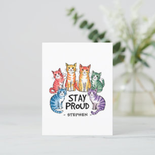 Stay Proud – Rainbow Cat LGBTQ Pride Postcard