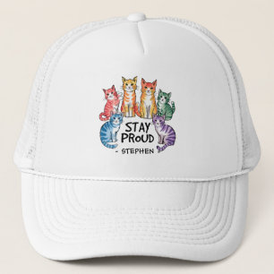 Stay Proud – Rainbow Cat LGBTQ Pride Trucker Hat