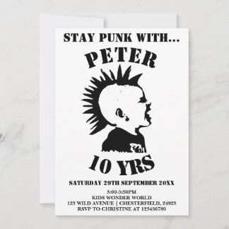 STAY PUNK Boys' Birthday Party Invitation Card
