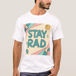 "Stay Rad" Graphic with Retro Sports Elements T-Shirt