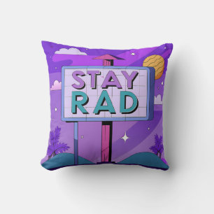 "Stay Rad" Vaporwave Sunset Scene Cushion