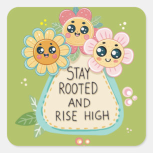 Stay Rooted And Rise High Quote Square Sticker