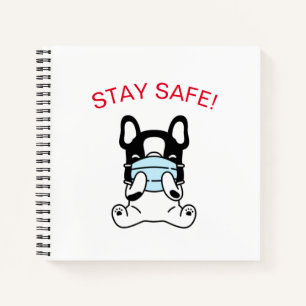 STAY SAFE! BULLDOG WEARING MASK Spiral Notebook