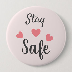 Stay Safe love hearts 10 Cm Round Badge