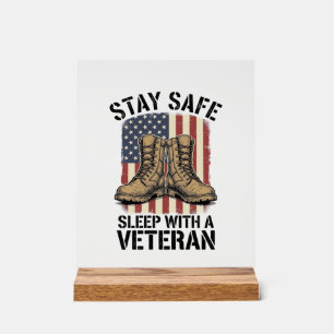 Stay Safe Sleep With A Veteran Vintage Boots Shirt Acrylic Sign