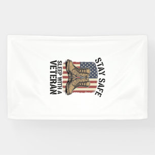 Stay Safe Sleep With A Veteran Vintage Boots Shirt Banner