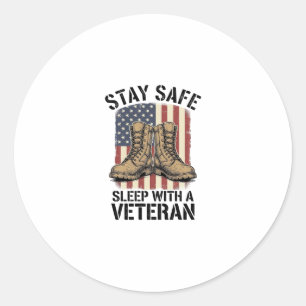 Stay Safe Sleep With A Veteran Vintage Boots Shirt Classic Round Sticker