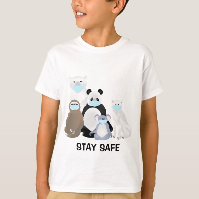 Stay Safe Sloth, Polar Bear, Koala, Wolf, Panda T-Shirt (Front)