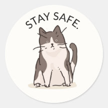 STAY SAFE STICKERS WITH FUN CAT