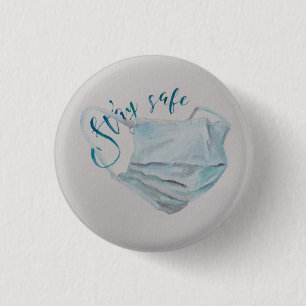 Stay Safe Surgical Mask 3 Cm Round Badge