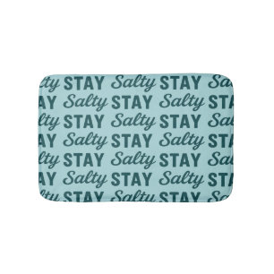 Stay Salty - Coastal Teal Sea Glass Blue Graphic Bath Mat